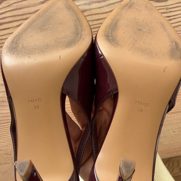 Mango patent burgundy pointed toe heels - Picture 4 of 5